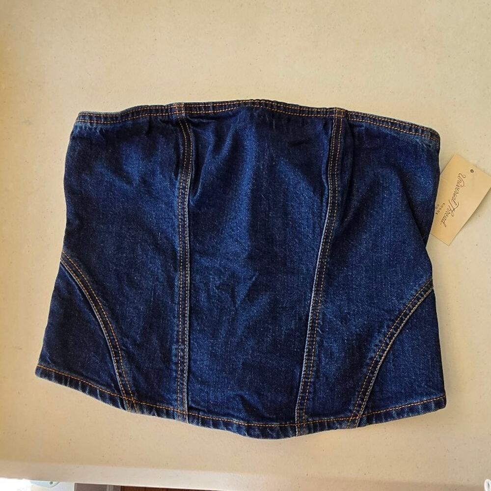 New universal thread dark wash denim strapless corset top sz 4 nwt